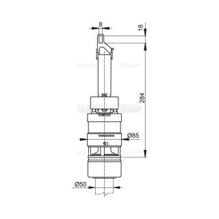 Сливной механизм AlcaPlast для низко расположенного бачка UNI DUAL A07
